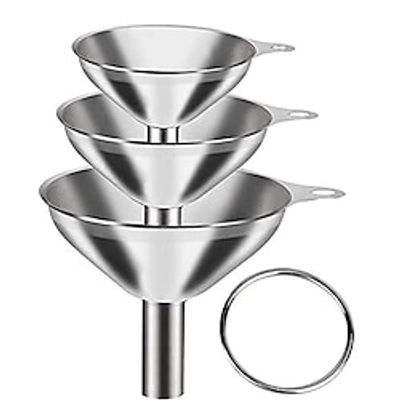 Set of 3 Stainless Steel Funnels - Durable Metal Filling Funnels for Transferring Liquid Dry ingredients Cosmetic Lotion Fluid Spices Powder - Food-Grade  High Heat Resistant Lightinthebox