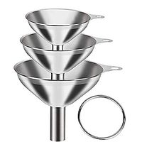 Set of 3 Stainless Steel Funnels - Durable Metal Filling Funnels for Transferring Liquid Dry ingredients Cosmetic Lotion Fluid Spices Powder - Food-Grade  High Heat Resistant Lightinthebox - thumbnail