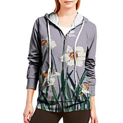 Women's Hoodie Zip Up Hoodie Sweatshirt Floral Graphic Prints Zipper Print Sports Holiday 3D Print Active Streetwear Hoodies Sweatshirts  Gray Lightinthebox