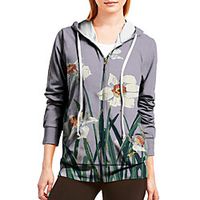 Women's Hoodie Zip Up Hoodie Sweatshirt Floral Graphic Prints Zipper Print Sports Holiday 3D Print Active Streetwear Hoodies Sweatshirts  Gray Lightinthebox - thumbnail