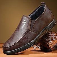 Men's Loafers  Slip-Ons Plus Size Driving Loafers Winter Shoes Fleece lined Walking Casual Outdoor Daily Cloth Warm Loafer Black Coffee Fall Winter miniinthebox - thumbnail