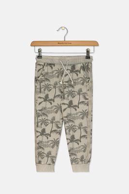 Little Boys Palm Print Pants  Grey