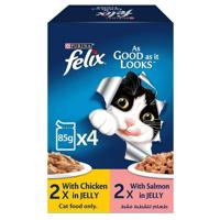 Nestle Felix Adult Chicken + Adult Salmon Jelly 4X85g