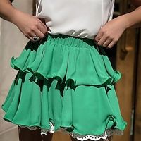 Women's Girls' Petite Skirt Mini Polyester Green Skirts Summer Splice Casual Causal Casual Daily S M L Lightinthebox