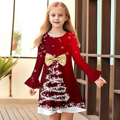 Christmas Girls' 3D Snowflake Dress Sleeveless 3D Print Fall Daily Holiday Vacation Casual Beautiful Kids 3-12 Years Swing Dress A Line Dress Tank Dress Above Knee Polyester Regular Fit Lightinthebox