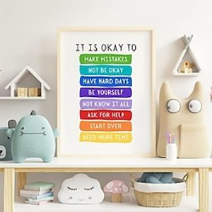 Boho Classroom Posters Decor It Is Okay To Feel My Feelings Educational Wall Art Be Yourself Playroom School Counselor Therapy Office Decor Teacher Must Haves Teacher Desk Decor miniinthebox