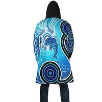 Turtle Vintage Men's Fleece Jacket Coat Hoodie Jacket Daily Wear Going out Fall  Winter Hooded Long Sleeve Blue S M L Polyester Jacket Lightinthebox - thumbnail