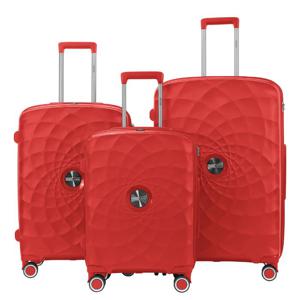 PARA JOHN Lightweight 3-Piece Polypropylene Luggage Set with 8 Spinner Wheels - RED