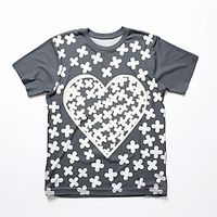 Girls' 3D Geometric Heart Tee Shirt Short Sleeve 3D Print Summer Active Fashion Cute Polyester Kids 3-12 Years Crew Neck Outdoor Casual Daily Regular Fit miniinthebox