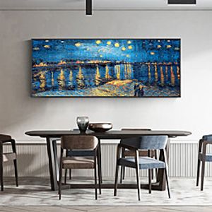 Oil Painting Handmade Hand Painted Wall Art Abstract Art Van Gogh's Starry Sky Home Decoration Decor Stretched Frame Ready to Hang Lightinthebox