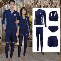 Women's Rashguard Swimsuit Swimwear Bathing Suit UV Sun Protection UPF50 Breathable Full Body Front Zip 5-Piece - Swimming Surfing Water Sports Floral / Botanical Autumn / Fall Spring Summer miniinthebox - thumbnail