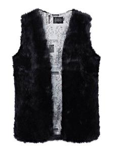 Casual Women V Neck Sleeveless Lining Faux Fur Maga