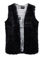 Casual Women V Neck Sleeveless Lining Faux Fur Maga - thumbnail