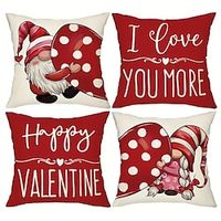 1PC Valentine's Day Gnome Be Mine Loving Hearts Hello Valentine's Day Red Plaid Side Pillow Cover Soft Decorative Square Cushion Case Pillowcase for Bedroom Livingroom Sofa Couch Chair Lightinthebox - thumbnail