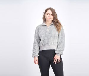Juniors Plush Half-Zip Pullover  Grey