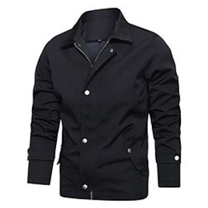 Men's Jacket Regular Pocket Zip Front Coat Black Business Street Fall Zipper Turndown Regular Fit S M L XL XXL / Spring / Long Sleeve miniinthebox