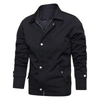 Men's Jacket Regular Pocket Zip Front Coat Black Business Street Fall Zipper Turndown Regular Fit S M L XL XXL / Spring / Long Sleeve miniinthebox - thumbnail