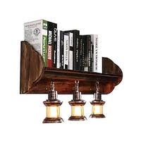 Bookshelf Retro Wooden Wall Lamp 90cm 35.3in 3Heads Retro Industrial Style Rural Wall Lamp Bookshelf Storage Retro Lighting Fixtures Decorative Retro Wooden Wall Lamp Suitable for Study Office Bedroom Lightinthebox - thumbnail