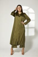 Moistreet Mustard Green Silk Fabric Top And Pants Set (XS, S, M, L, XL, XXL)
