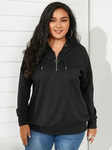 YOINS Plus Size Pullover Hooded Design Drawstring Long Sleeves Sweatshirt