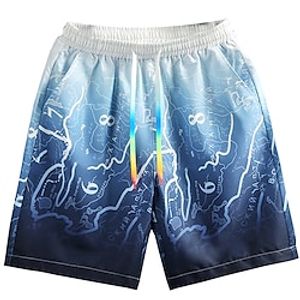 Men's Hawaiian Athleisure Chinos Beach Shorts Elastic Waist Elastic Drawstring Design Print Short Pants Casual Beach Inelastic Gradient Geometry Quick Dry Outdoor Mid Waist Dark Blue Light Blue M L Lightinthebox