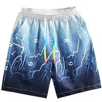 Men's Hawaiian Athleisure Chinos Beach Shorts Elastic Waist Elastic Drawstring Design Print Short Pants Casual Beach Inelastic Gradient Geometry Quick Dry Outdoor Mid Waist Dark Blue Light Blue M L Lightinthebox - thumbnail