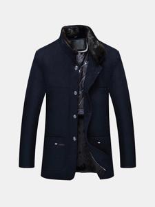 Detachable Fleece Collar Woolen Coat