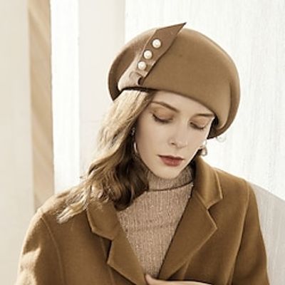 Hats 100% Wool Beret Hat Wedding Evening Party Elegant Wedding With Cap Headpiece Headwear Lightinthebox
