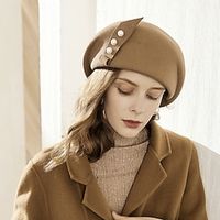 Hats 100% Wool Beret Hat Wedding Evening Party Elegant Wedding With Cap Headpiece Headwear Lightinthebox - thumbnail