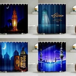 1PC Bathroom Deco Shower Curtain with Hooks Bathroom Decor Waterproof Fabric Shower Curtain Set with12 Pack Plastic Hooks Lightinthebox