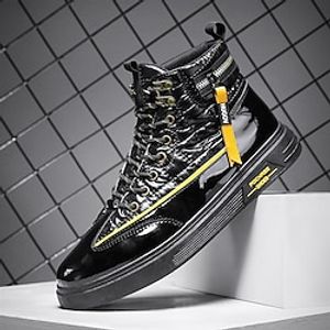 Men's Boots Sporty Casual Outdoor Daily Synthetics Comfortable Slip Resistant Booties  Ankle Boots Black and White Black  Yellow Spring Fall Lightinthebox