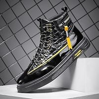 Men's Boots Sporty Casual Outdoor Daily Synthetics Comfortable Slip Resistant Booties  Ankle Boots Black and White Black  Yellow Spring Fall Lightinthebox - thumbnail