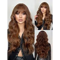 Synthetic Wig Uniforms Career Costumes Princess Wavy Deep Curly Middle Part Layered Haircut Machine Made Wig 24 inch Dark Brown Synthetic Hair 24 inch Women's Cosplay Party Fashion Dark Brown Lightinthebox