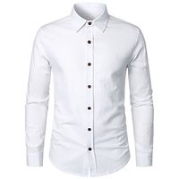 Men's Daily Classic Casual Dress Valentine's Shirt Standard Fit Long Sleeve Lapel Solid Color Cotton Blend Black White Yellow 2023 Lightinthebox - thumbnail