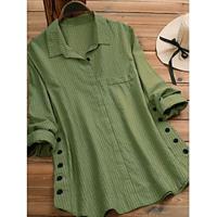 Blouse Women's Yellow Army Green Line Stripe Daily Daily Shirt Collar Loose Fit L Lightinthebox