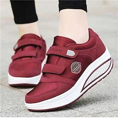 Women's Sneakers Height Increasing Shoes Platform Sneakers Comfort Shoes Outdoor Daily Platform Wedge Heel Round Toe Casual Comfort Minimalism Running Walking Polyester PU Magic Tape Solid Color Lightinthebox