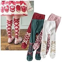 Toddler Girls' Socks Wine Red White Pink Print Fall Winter Cute School 2-8 Years Lightinthebox - thumbnail