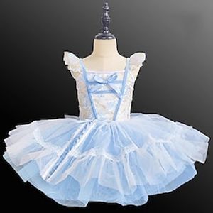 Kids' Dancewear Ballet Dance Costumes Dress Bowknot Ruffle Paillette Girls' Performance Party Cap Sleeve Spandex Lightinthebox