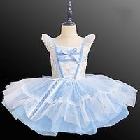 Kids' Dancewear Ballet Dance Costumes Dress Bowknot Ruffle Paillette Girls' Performance Party Cap Sleeve Spandex Lightinthebox - thumbnail