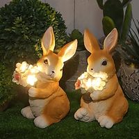 Rabbit Flowers Garden Light, Cute Cat Garden Light, Gardening Decoration, Solar Ornament, Funny Entrance Light, Solar Garden Statue Rabbit Figurine Garden miniinthebox