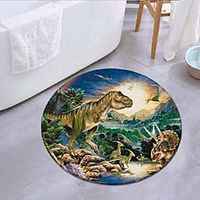 dinosaur empire round mat carpet door mat bedroom living room carpet study room carpet kitchen bathroom anti-slip mat miniinthebox - thumbnail