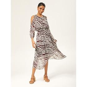 Animal Print Ruched Three Quarter Sleeve Dress