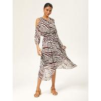 Animal Print Ruched Three Quarter Sleeve Dress