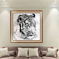 Black-and-white Tiger 5D Diamond Painting Embroidery DIY Craft Home Decor