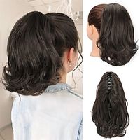 Ponytail Extension 10 Short Claw Clip in Pony Tails Hair Extensions Curly Wavy Synthetic Drawstring Hairpieces for Women Dark Brown Lightinthebox