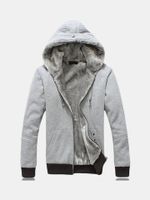 Mens Thick Solid Zip Up Casual Hoodies
