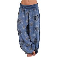 Women's Plus Size Pants Full Length Print Floral Graphic Sporty Casual Fall Summer Large Size XL XXL 3XL 4XL 5XL Blue Yellow Dark Green  Chinos Lightinthebox - thumbnail