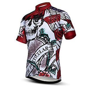 21Grams Men's Short Sleeve Cycling Jersey Summer Spandex Polyester Red Sugar Skull Skull Bike Jersey Top Mountain Bike MTB Road Bike Cycling Quick Dry Moisture Wicking Breathable Sports Clothing Lightinthebox