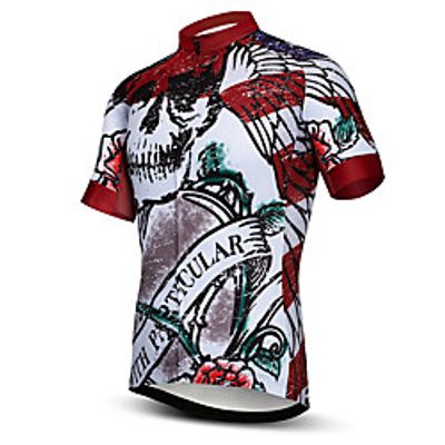 21Grams Men's Short Sleeve Cycling Jersey Summer Spandex Polyester Red Sugar Skull Skull Bike Jersey Top Mountain Bike MTB Road Bike Cycling Quick Dry Moisture Wicking Breathable Sports Clothing Lightinthebox
