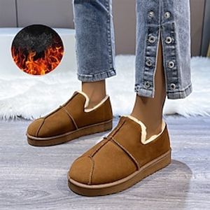 Women's Boots Snow Boots Winter Boots Daily Booties Ankle Boots Flat Heel Round Toe Casual Comfort Faux Suede Loafer Solid Color Black Brown Gray Lightinthebox